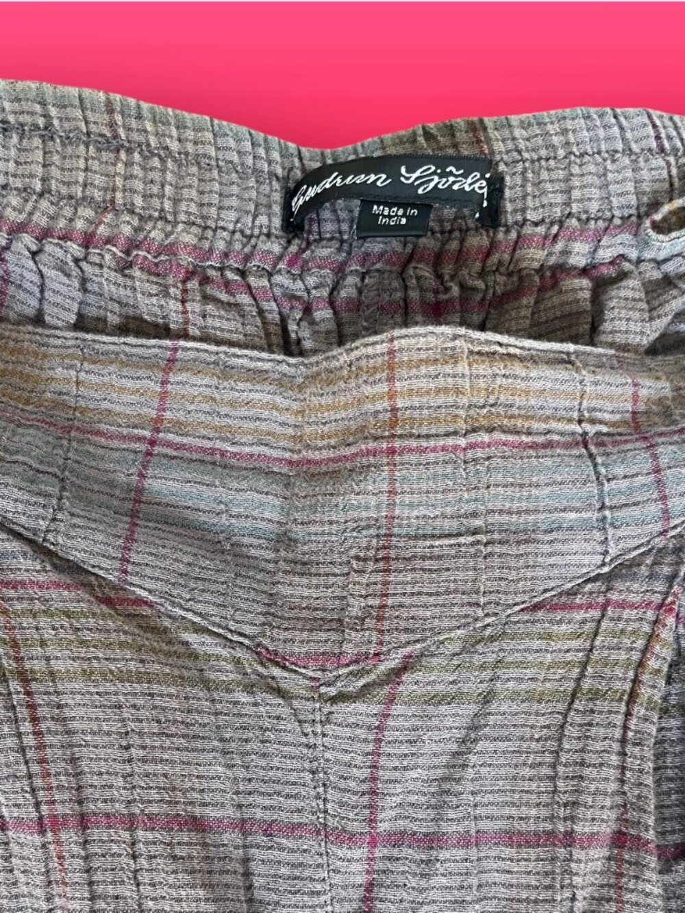 Gudrun Sjödén Organic Linen -  Cotton Blend Plaid Pants  Women S - Picture 3 of 4